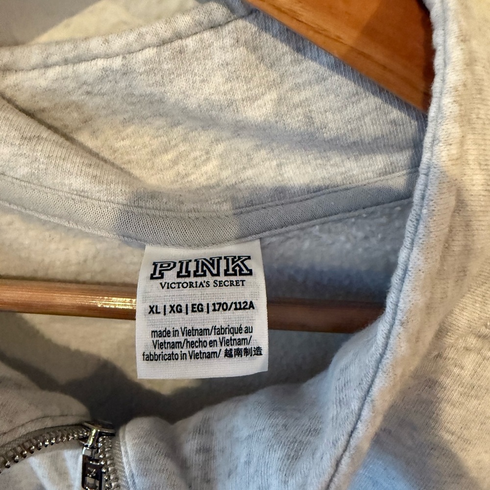 PINK Victoria's Secret Light Gray Half-Zip Sweatshirt - Picture 2 of 3